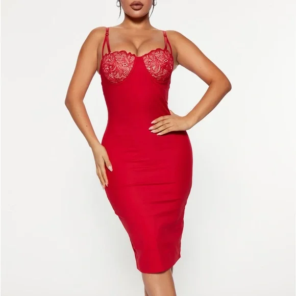 Fashion Nova | Dresses | Fashion Nova Always Classy Midi Dress Red |  Poshmark